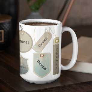 Märkrn Ditt namn i modern Vintage Unik Personlig Kaffemugg