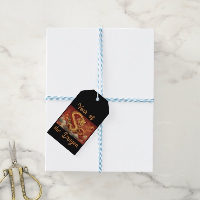 Märkrn Dragon Gift-år Presentetikett (Med Snöre)