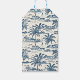 Märkrn Dusty Blue Pavisserligen Mönster Gift Presentetikett