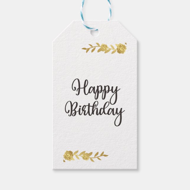 Märkrn elegant Guld Blommigt Gift Presentetikett (Framsidan)