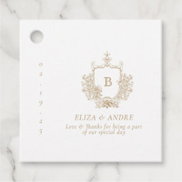 Märkrn elegant Guld Monogram Wedding Favor Gåvor Etiketter
