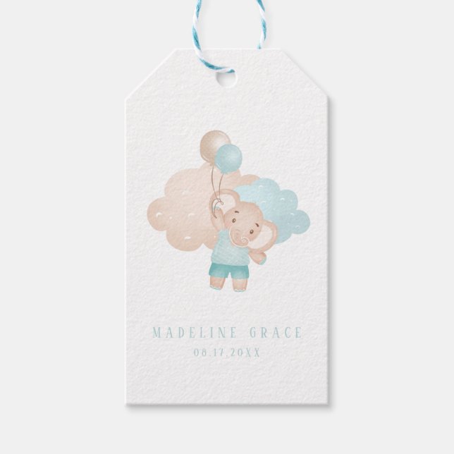 Märkrn Elephant Pojke Baby Shower Favor/Gift Presentetikett (Framsidan)