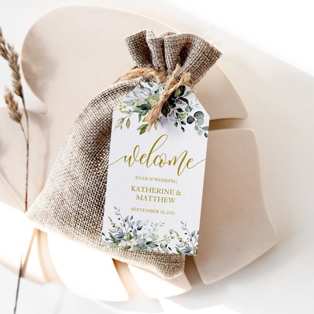 Märkrn Eucalyptus Greenery Wedding Favor Presentetikett (Skapare uppladdad)