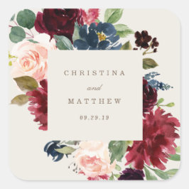 Märkrn Fall Elegance bröllop Favor Sticker Fyrkantigt Klistermärke