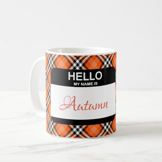 Märkrn Fall Play Orange Black White Custom Name Kaffemugg (Framsida vänster)