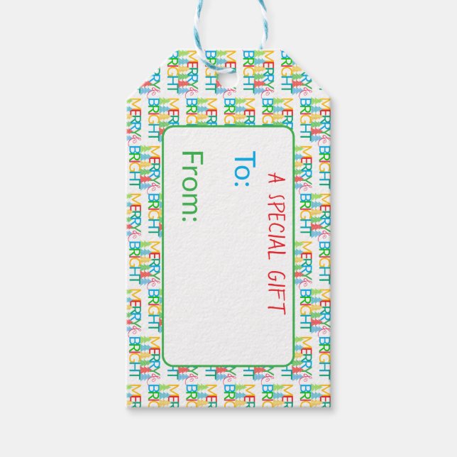 Märkrn Färgfull Träd Helgdag Gift Presentetikett (Framsidan)