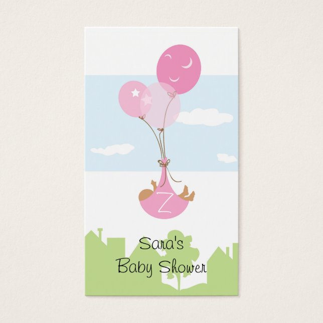 Märkrn Favoriter för Monogram Ballon Baby Shower P Visitkort (Framsidan)