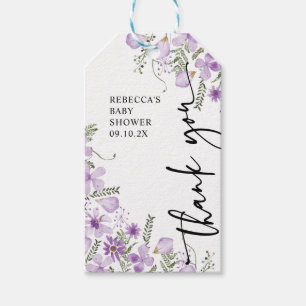 Märkrn Favoriter i Boho Lila Baby Shower Tack Presentetikett