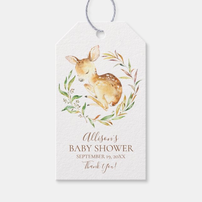 Märkrn Favoriter i Little Hjort Baby Shower Presentetikett (Framsidan)