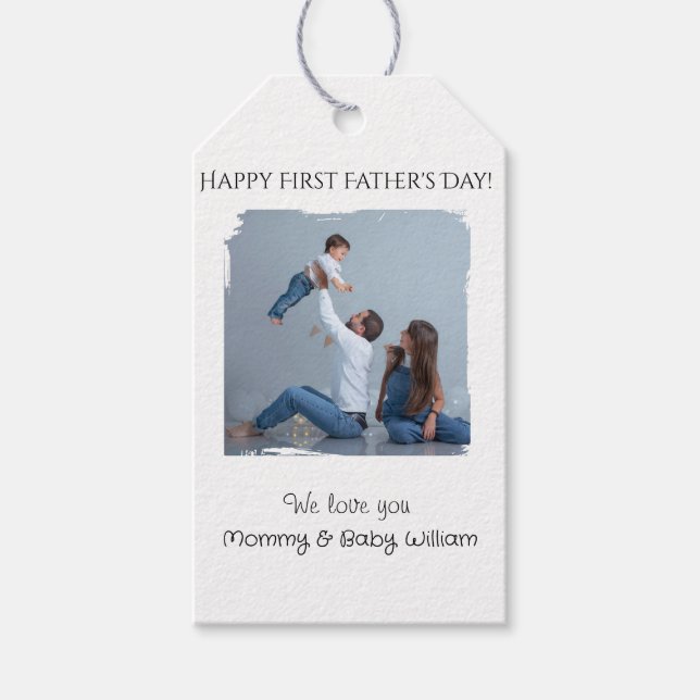 Märkrn First Fars dag Gift med Photo & Message Presentetikett (Framsidan)