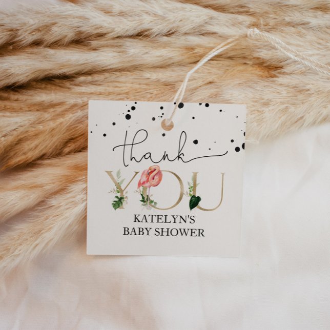 Märkrn Flamingo Baby Shower Tack Gåvor Etiketter (Skapare uppladdad)