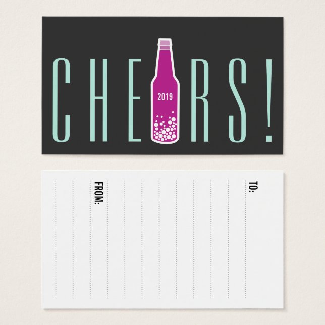 Märkrn flaska Pop Cheers för nyårsvisa Julfester Visitkort (Framsida & baksida)