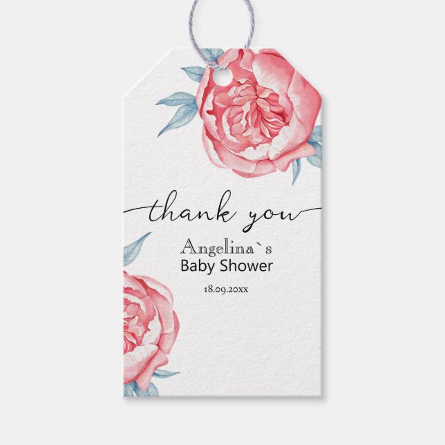 Märkrn för babysknappar innehåller vattenfärgspenn presentetikett (Framsidan)