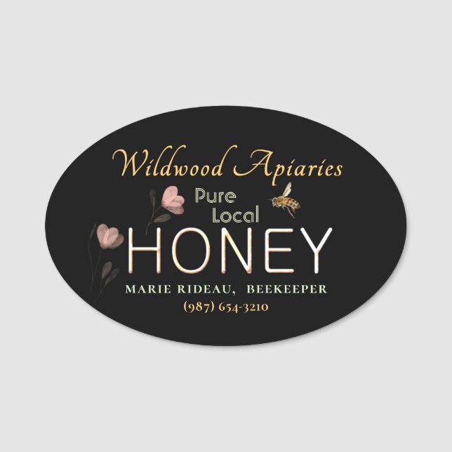 Märkrn för biodling av Wildblomma och Honeybee på  Namnbricka (Framsida)