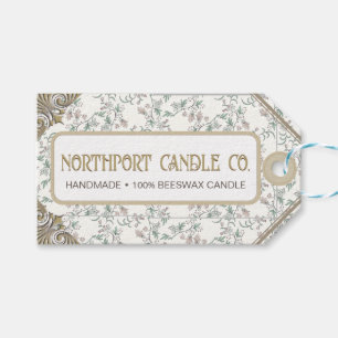 Märkrn för ornat Blommigt Beeswax Candle Presentetikett