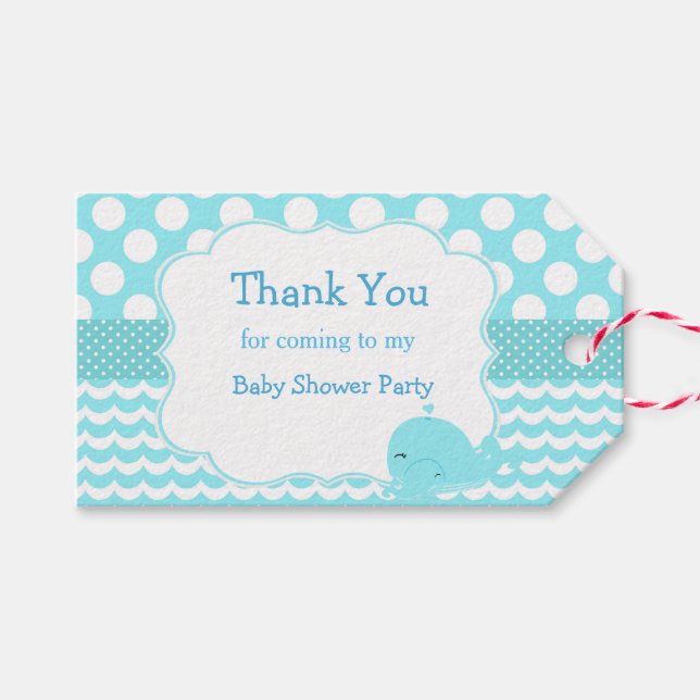 Märkrn för överordnad och Baby Whale Blue Boy Tack Presentetikett (Framsidan (Horizontal))