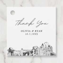 Märkrn fort Worth Landmarks Wedding Favor Gåvor Etiketter