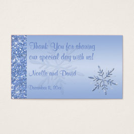 Märkrn Glittery Blue Snöflingor Wedding Favor Visitkort