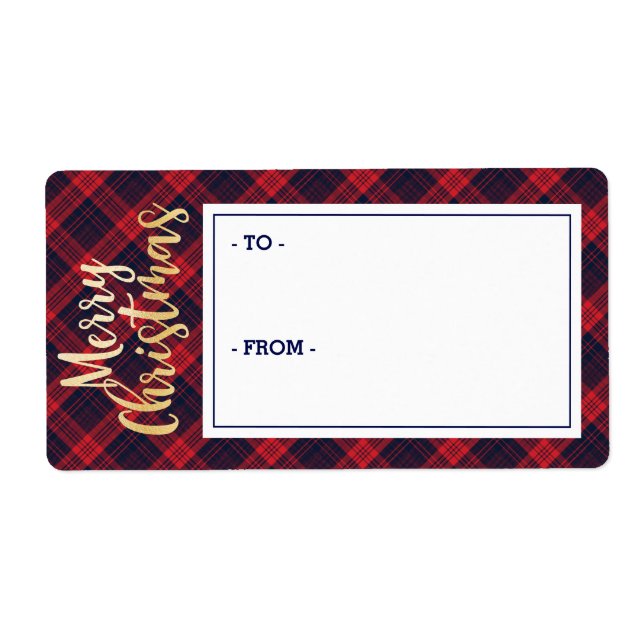 Märkrn god jul Navy & Red Pput Sticker Gift Fraktsedel (Framsidan)
