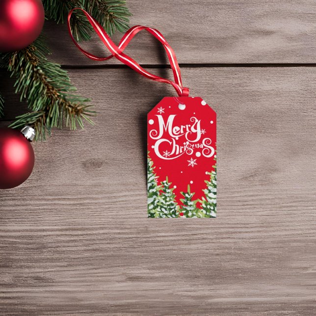 Märkrn god jul Snö Träd julgåva Presentetikett (Skapare uppladdad)