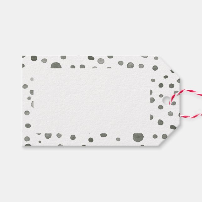 Märkrn gräs Confetti Watercolor Dots Gift Presentetikett (Framsidan (Horizontal))