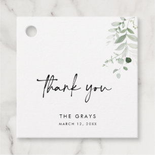 Märkrn Greenery Wedding Favor Gåvor Etiketter