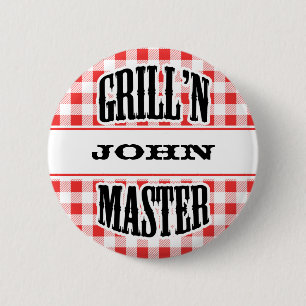 Märkrn Grill Master Namn Personlig Badge Knapp