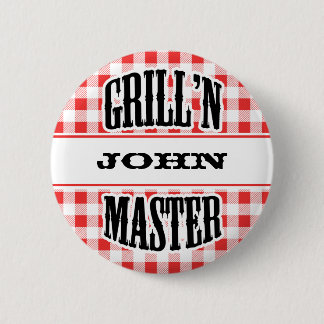 Märkrn Grill Master Namn Personlig Badge Knapp