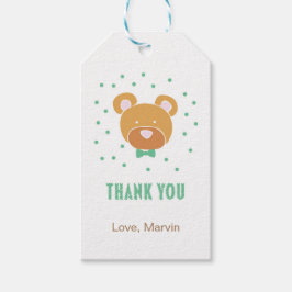 Märkrn grönt Bear Gift Presentetikett