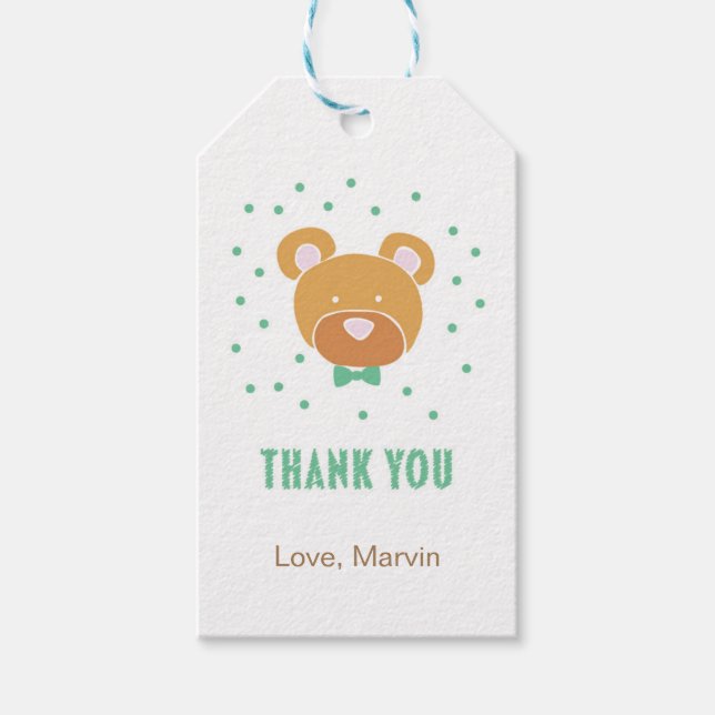 Märkrn grönt Bear Gift Presentetikett (Framsidan)