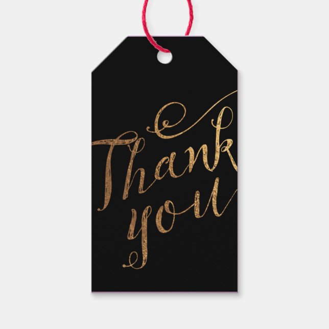 Märkrn Guld Black Swirl Tack Wedding Favor Gift Presentetikett (Framsidan)