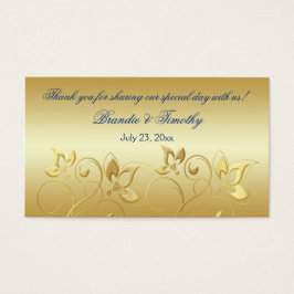Märkrn Guld Blommigt och Royal Blue Wedding Favor Visitkort