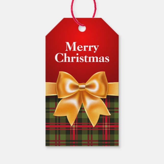 Märkrn Guld Bow Gift i julklapp Presentetikett (Framsidan)