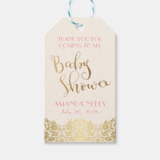 Märkrn Guld och Rosa för babyskor Presentetikett