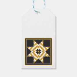 Märkrn Helgdag Black och Guld Star Firande Gift Presentetikett