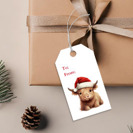 Märkrn Highland Cow Helgdag Gift Presentetikett