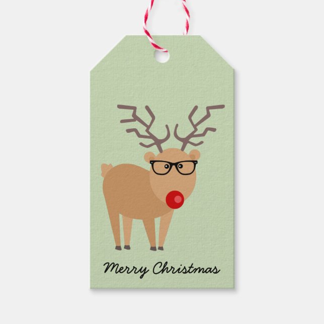 Märkrn Hipster Reindeer Rustic jul Gift Presentetikett (Framsidan)