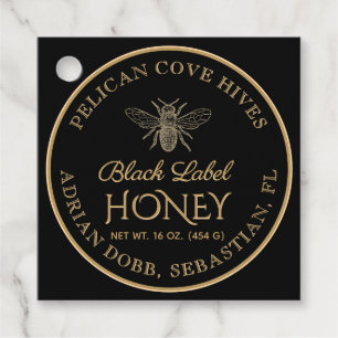 Märkrn Honung Black Guld Vintage Bee-etikett Gåvor Etiketter