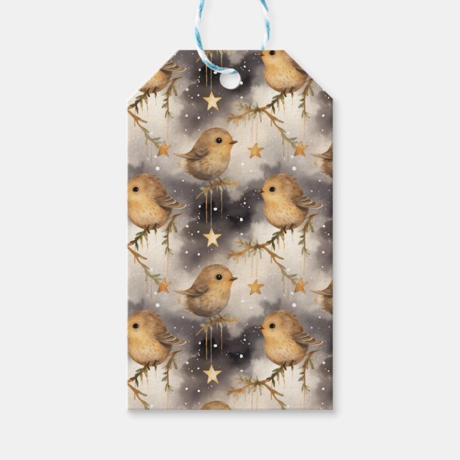 Märkrn julstjärnor och Robins Gift Presentetikett (Framsidan)