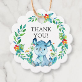 Märkrn Jungle Rhino Baby Shower Favor Gift Gåvor Etiketter