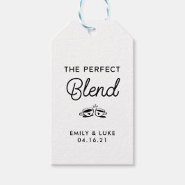 Märkrn Kaffe eller Tea Wedding Favor, Perfekt Blen Presentetikett
