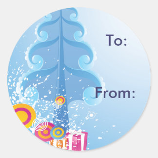 Märkrn kall Winter Gift Runt Klistermärke