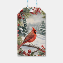Märkrn Kardinal och Holly Helgdag julgåva Presentetikett