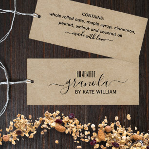 Märkrn Kraft Homemade Granola Label Litet Visitkort