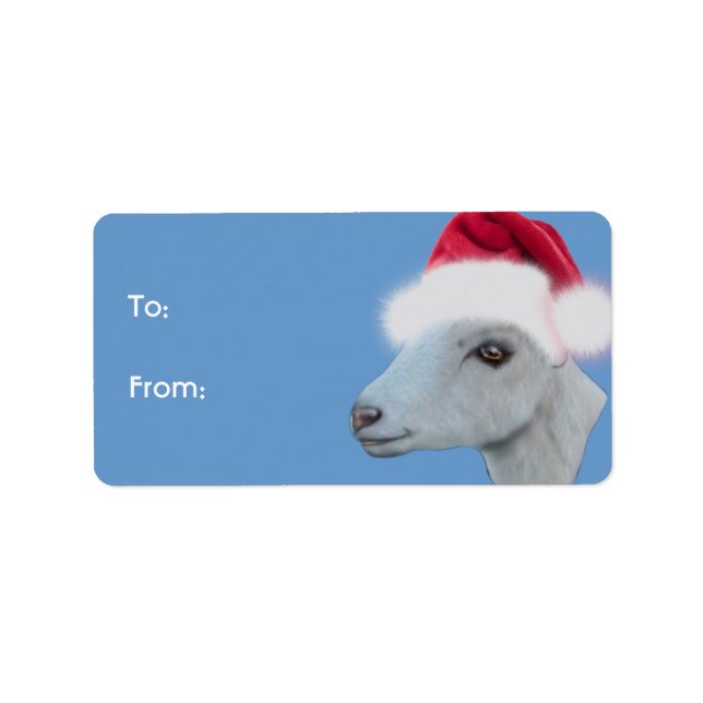 Märkrn LaMancha Goat Santa Goat jul Gift Adressetikett (Framsidan)