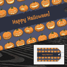 Märkrn Lantern Pixel Pumpkins Mönster Gift Presentetikett