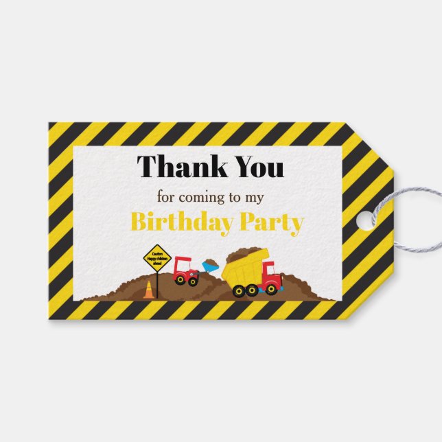 Märkrn lastbil och Digger Gift Bag Presentetikett (Framsidan (Horisontell))