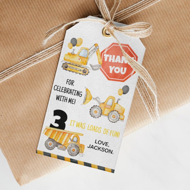 Märkrn Lastbilar Födelsedagsfest Tack Presentetikett (Skapare uppladdad)