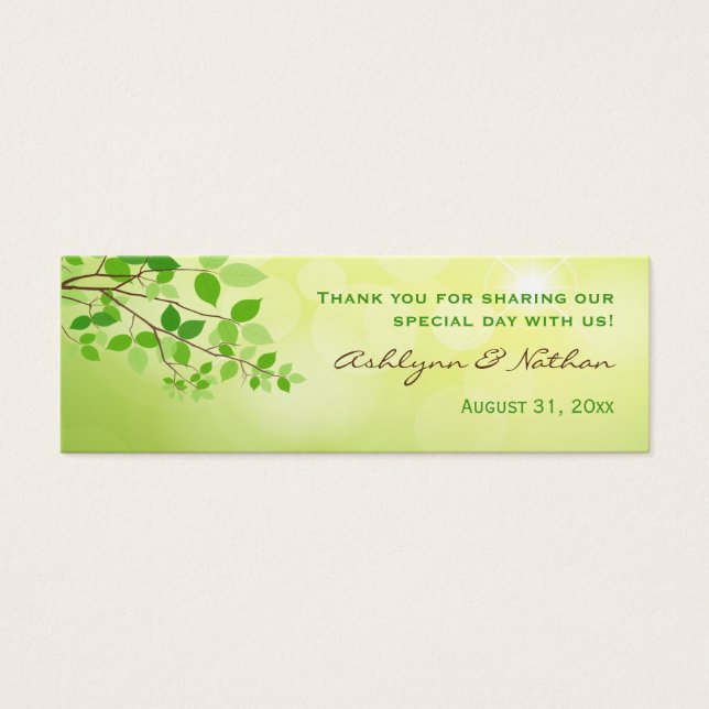 Märkrn Leafy Gren Wedding Favor Litet Visitkort (Framsidan)