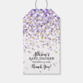 Märkrn lila & Guld Confetti Baby Shower Favor Gift Presentetikett